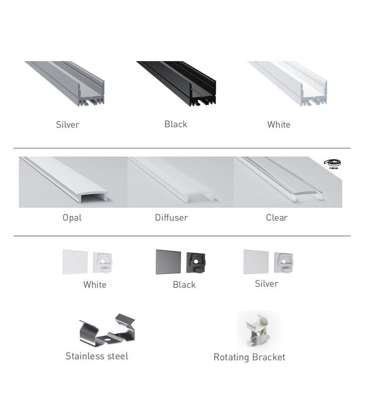 Aluminum Profile For LED Strip Lighting With 13.8mm Inner Width Aluminum Profile For LED Strip Lighting With 13.8mm Inner Width